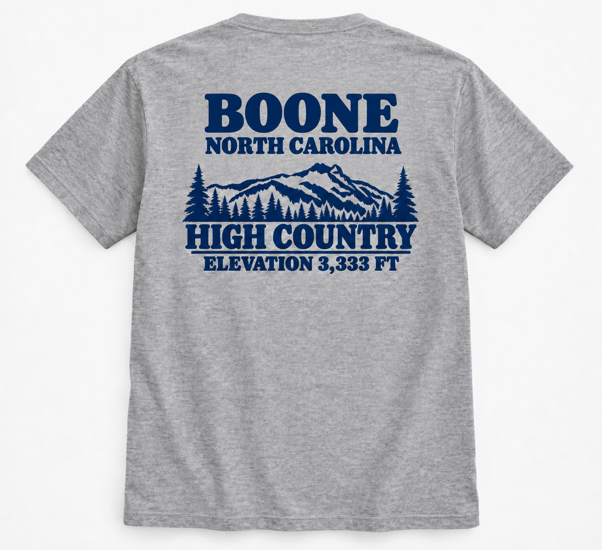 Boone North Carolina High Country mountain graphic on gray T-shirt