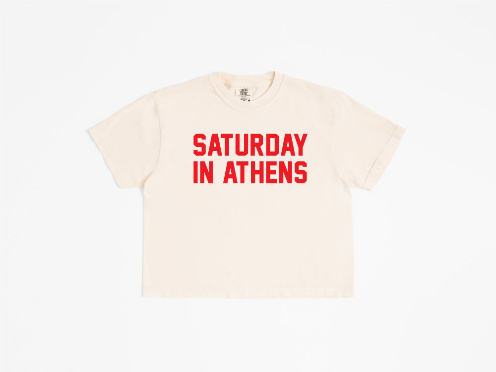 Georgia Forever — Saturday in Athens Boxy Crop Tee