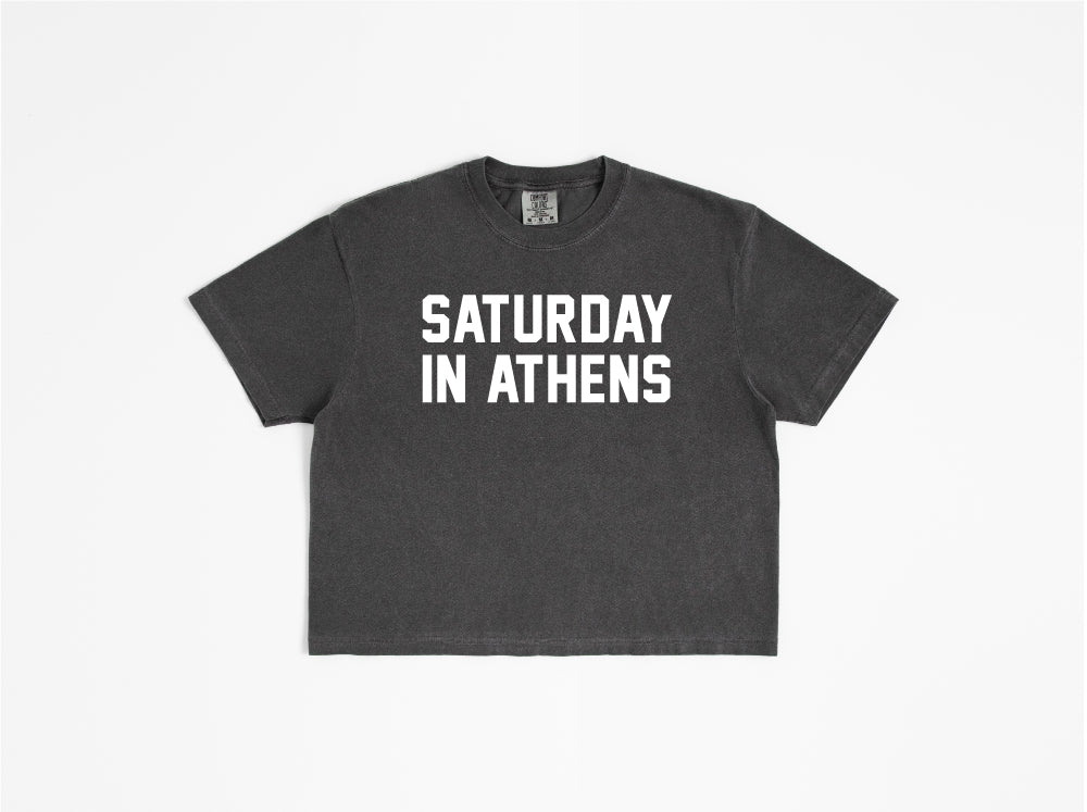 Georgia Forever — Saturday in Athens Boxy Crop Tee