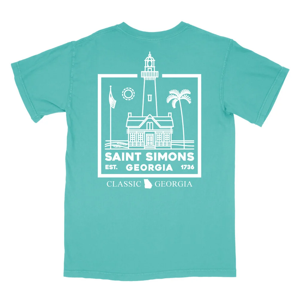 Georgia Forever Saint Simons Lighthouse Tee in Chalky Mint